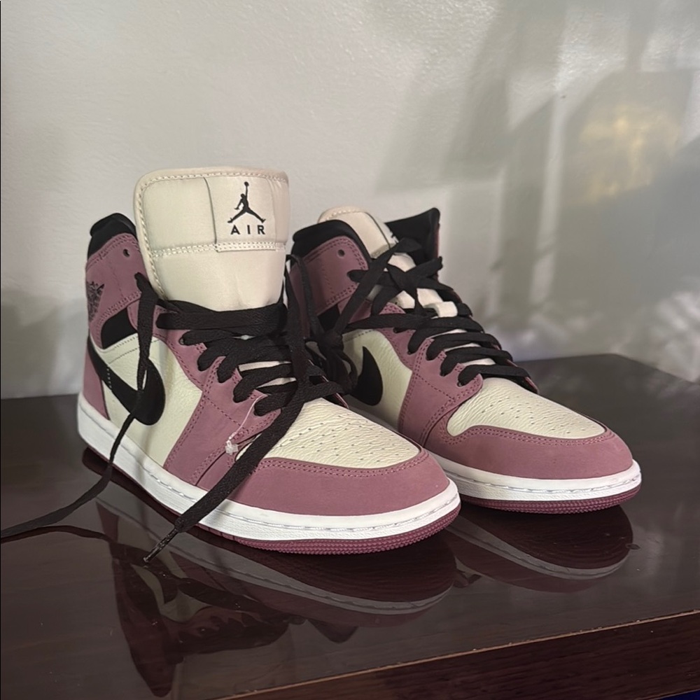 New without tickets…Jordan Cream and Purple Sneakers High-Top Style